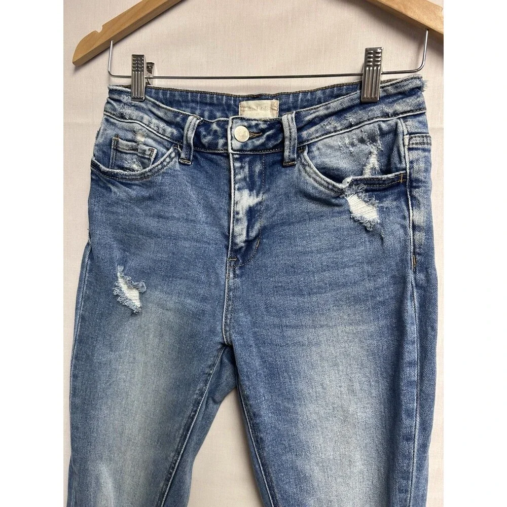 Altar’d State Distressed Denim Patchwork Bell Bottom Jeans Y2K Size 27